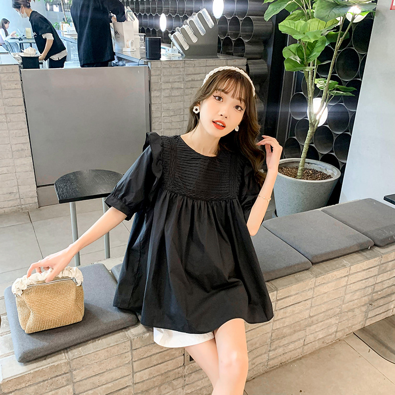 Áo bầu mùa hè 2023 mẫu mới Áo bầu thời trang thiết kế bèo vai chất thô freesize dưới 65kg