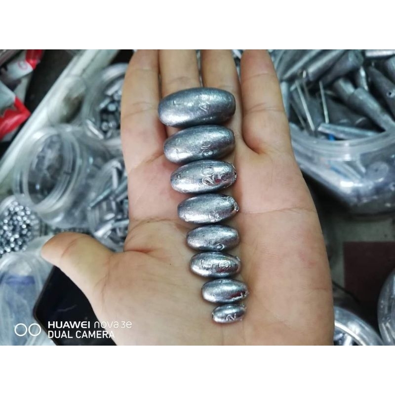 1kg Chì Câu Cá,Chì Bầu Dục Câu Cá Xuyên Tâm Chất Lượng