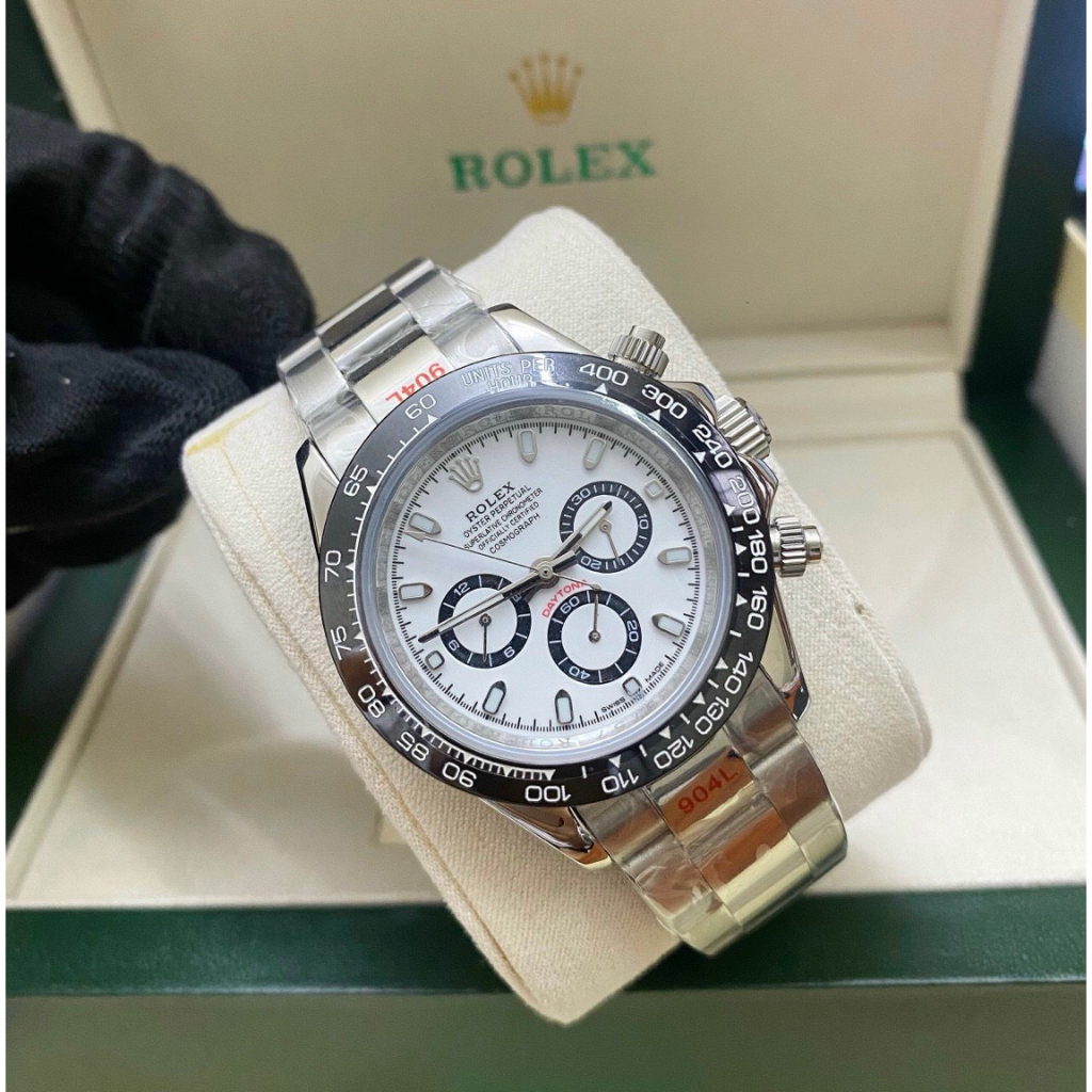 Đồng hồ Nam Rolex 6kim dây kim loại máy nhật dòng cơ Automatic size 40mm mặt đen