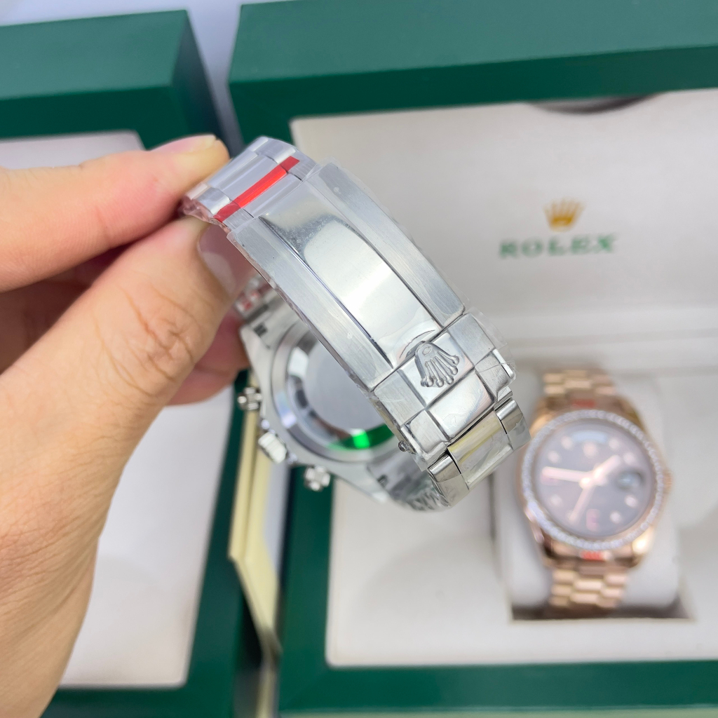 Đồng hồ Nam Rolex mặt đá vỏ đá màu 6kim  máy nhật dòng cơ Automatic size 41mm số gạch màu