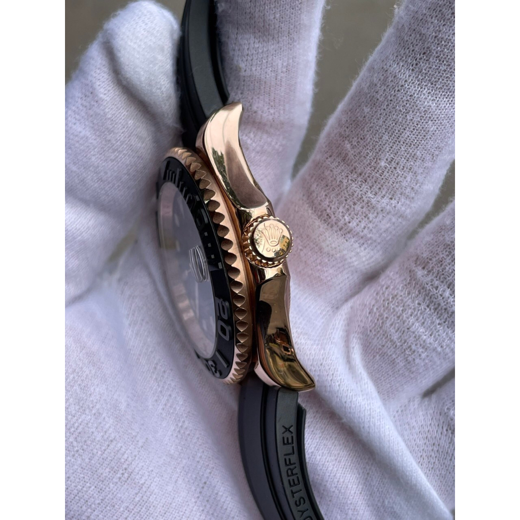 Đồng hồ Nam Rolex tọa độ dây cao su máy nhật dòng cơ Automatic size 40mm đen vỏ vàng hồng