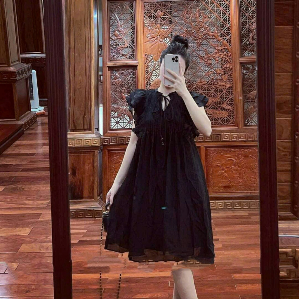 Váy bầu đẹp mùa hè thời trang dự tiệc thiết kế bèo vai