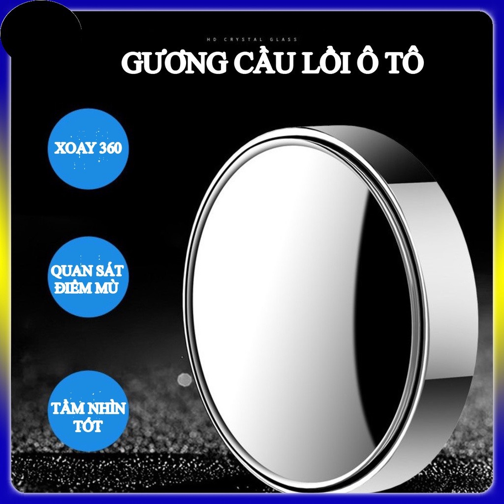 Bộ 2 Gương Cầu Lồi Xoay 360 Độ Chuyên Dụng Cho Xe Hơi- xe máy , dán gương 5 cạnh
