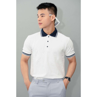  Áo Polo nam phối cơ bản 100% cotton trắng phối cổ đen, chuẩn form, thoải mái