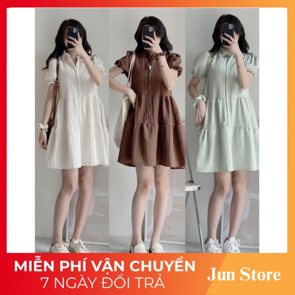 Váy đũi gân kèm dây buộc tóc Jun Store 300