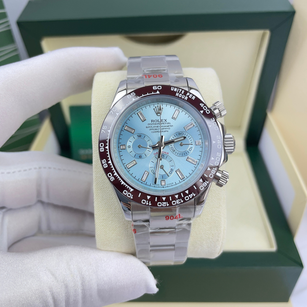 Đồng hồ Nam Rolex 6kim dây kim loại máy nhật dòng cơ Automatic size 40mm mặt xanh biển