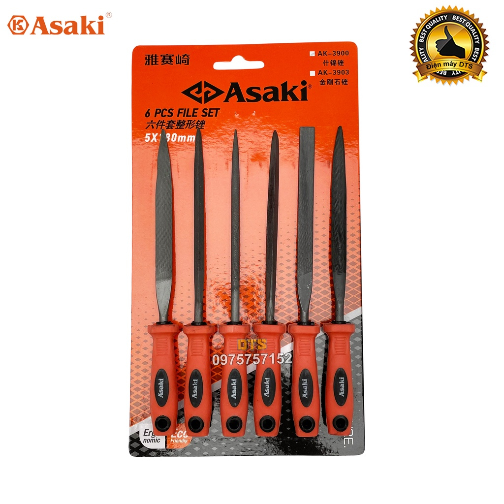 Bộ giũa 6 chi tiết Asaki AK-3900 5x180mm