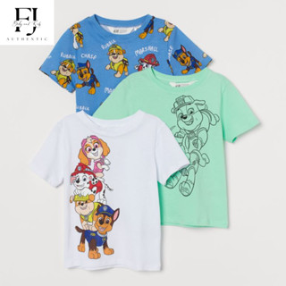 Áo thun chú chó cứu hộ trắng  chính hãng HM, áo thun bé trai Auth 1-8 tuổi