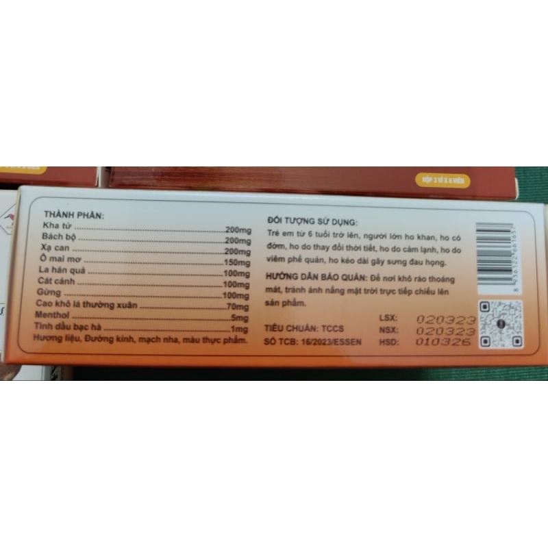 Viên ngậm Ích thanh la hán quả kha tử hỗ trợ ho