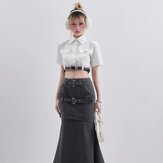 Áo sơ mi tay ngắn kết hợp thắt lưng SMDG80