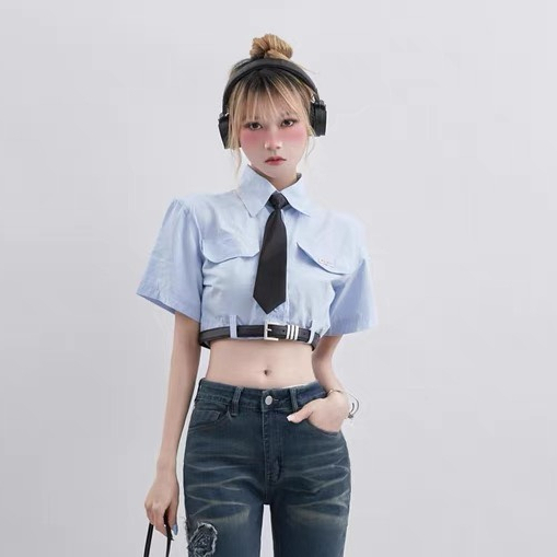 Áo sơ mi tay ngắn kết hợp thắt lưng SMDG80