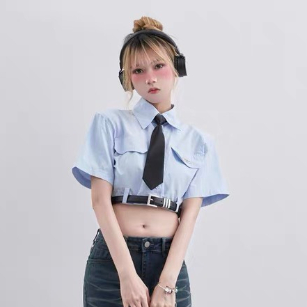 Áo sơ mi tay ngắn kết hợp thắt lưng SMDG80