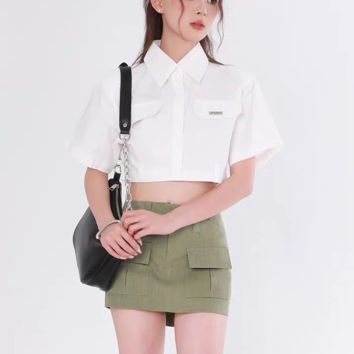 Áo sơ mi tay ngắn kết hợp thắt lưng SMDG80