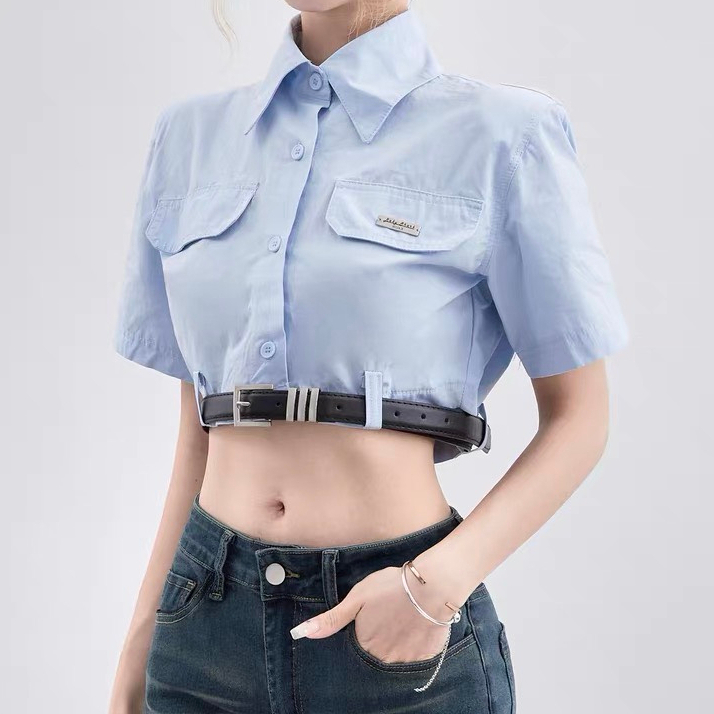 Áo sơ mi tay ngắn kết hợp thắt lưng SMDG80