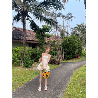 Đầm 2 dây dập ly xếp tầng basic ulzzang trendy | egi dress | secodee