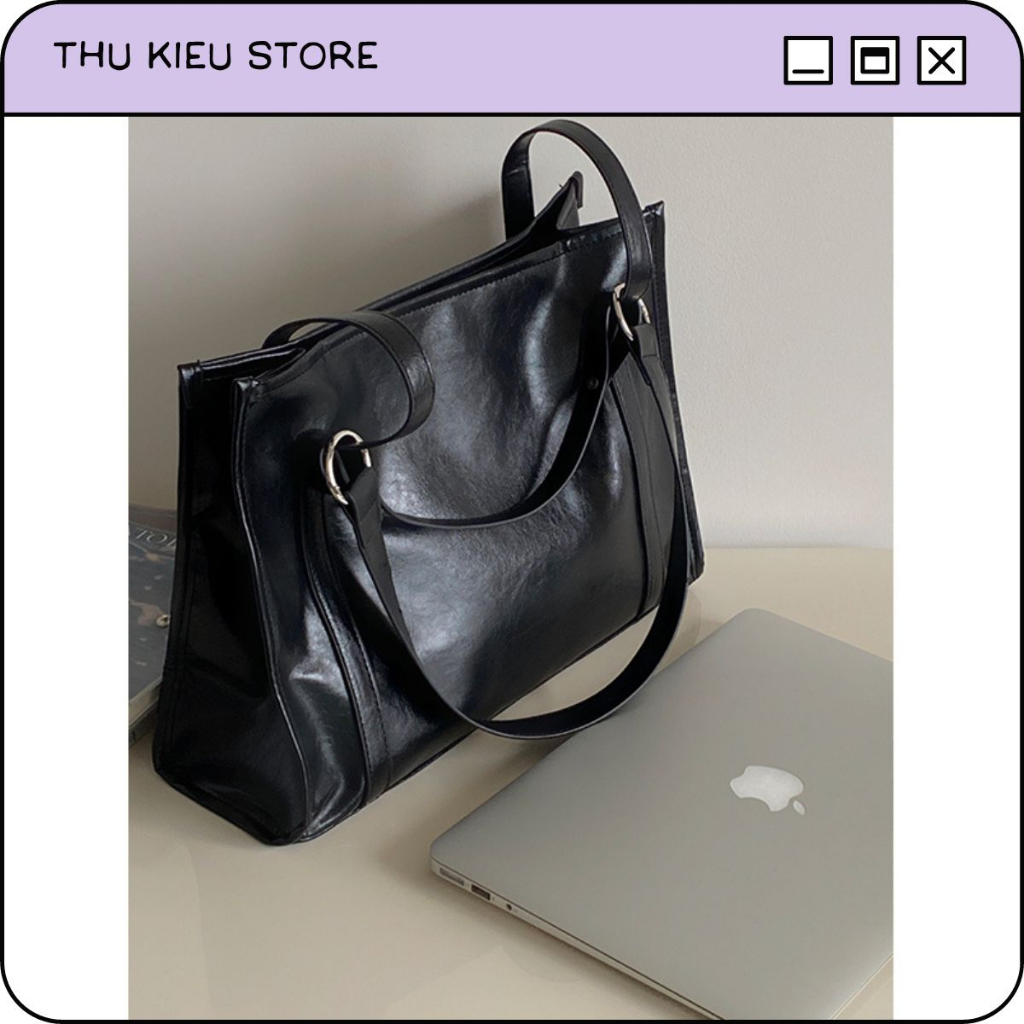 Túi Tote Đeo Vai Đi Học Da Mềm Mại Dung Tích Lớn Hình Chữ Nhật Phù Hợp Sinh Viên ThuKieu Store 8656