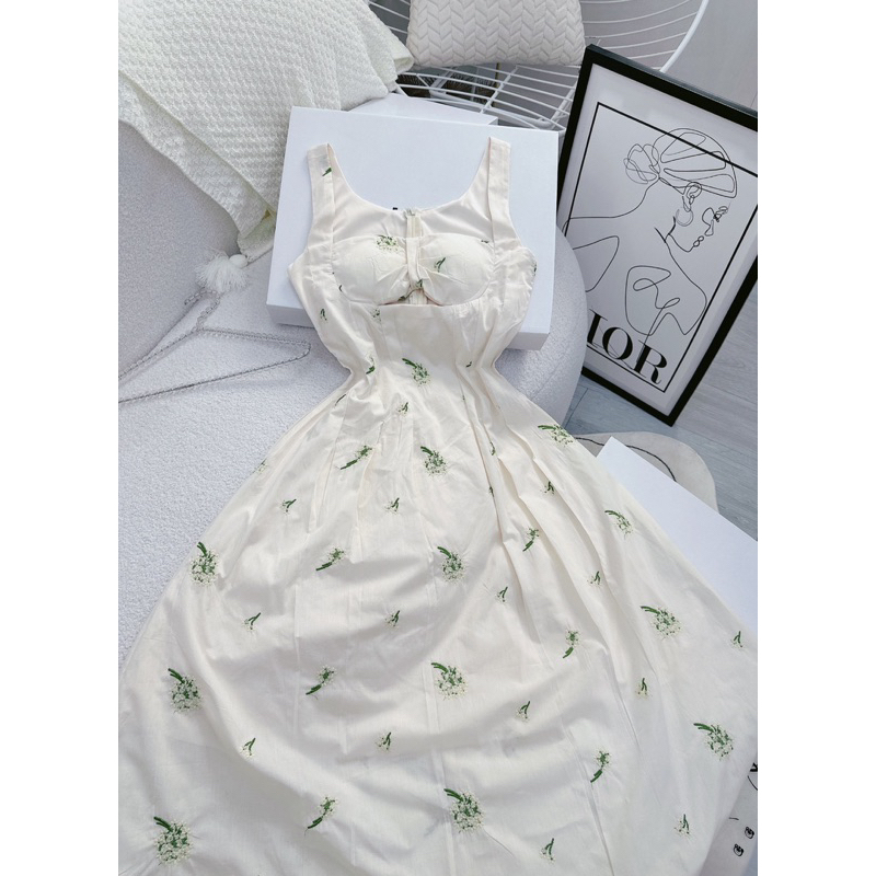🌹Đầm maxi hoa nơ ngực nữ