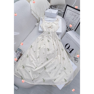 🌹Đầm maxi hoa nơ ngực nữ