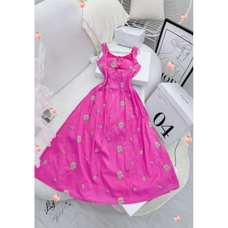 🌹Đầm maxi hoa nơ ngực nữ
