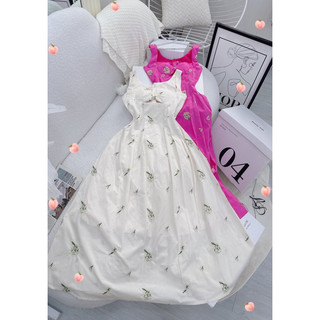 🌹Đầm maxi hoa nơ ngực nữ