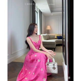 🌹Đầm maxi hoa nơ ngực nữ
