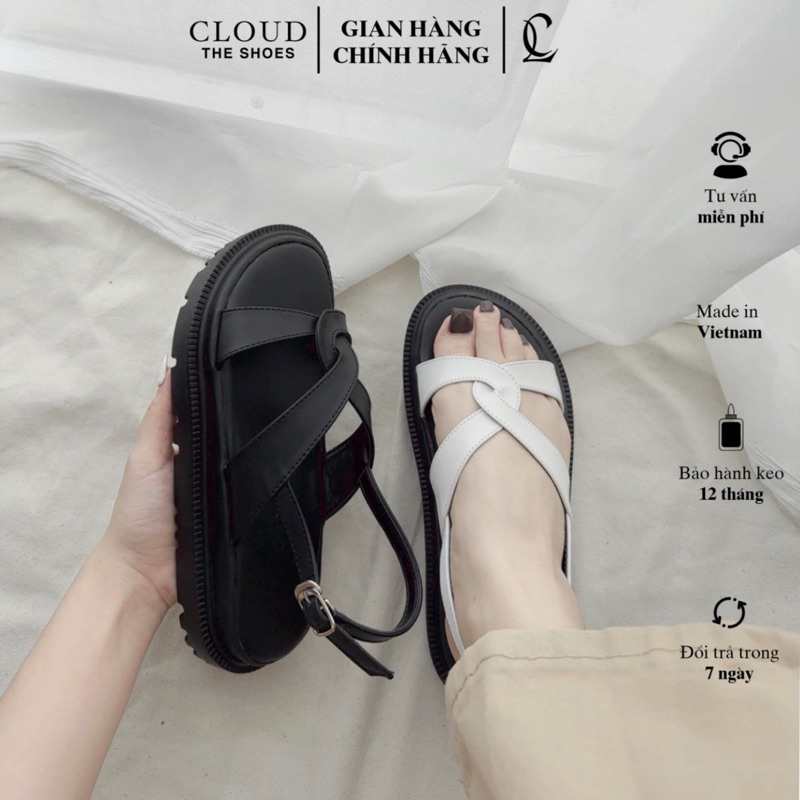 Giày sandal CL quai ngang chéo đế 3cm