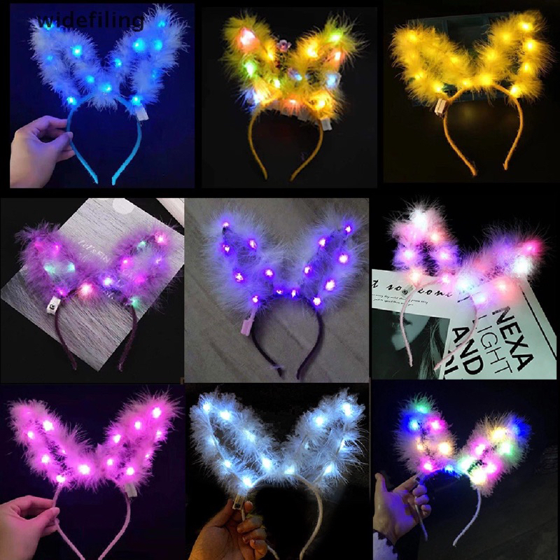 Cài tóc, Bờm tóc tai thỏ Halloween có đèn Led phát sáng