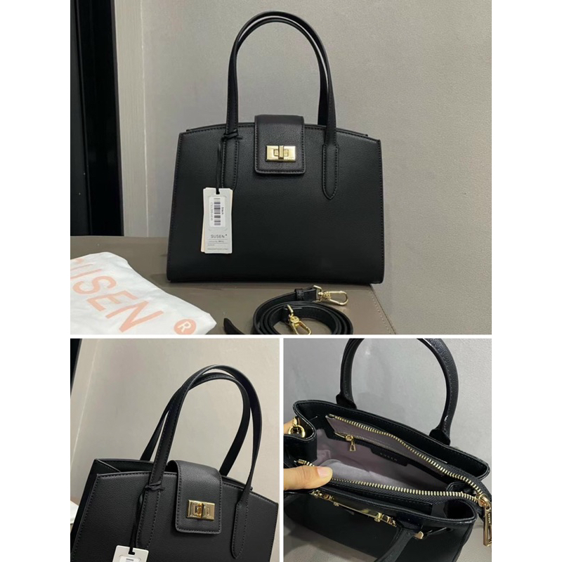 -Túi xách tay công sở  Suzen hand bag--tone đen classic sang trọng