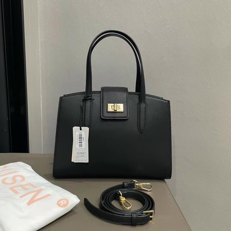 -Túi xách tay công sở  Suzen hand bag--tone đen classic sang trọng