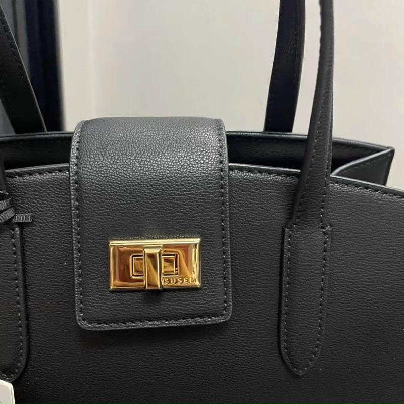 -Túi xách tay công sở  Suzen hand bag--tone đen classic sang trọng
