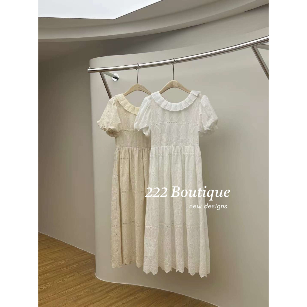 Váy trắng ren bèo Neihe 7230