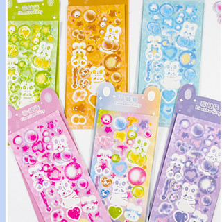 Zanmo hình dán sticker laser thỏ dễ thương decor toploader