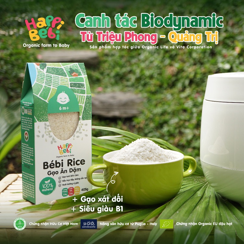 Gạo hạt vỡ Bébi Rice cho bé ăn dặm từ 6 tháng, gạo trộn hạt hữu cơ Ý 8m+