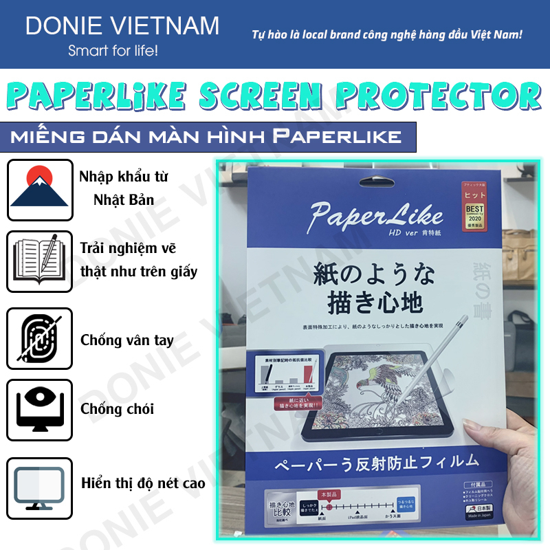 Dán Màn Hình iPad Paperlike Nhật Bản Chống Vân Tay Chống Chói Dành Cho Ipad Gen 10 Pro 11 Gen 7 8 9 Air 4 5 (D01)