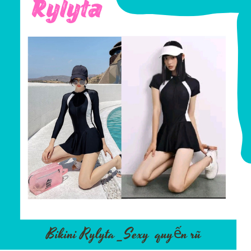 Đồ bơi nữ.Bikini liền thân dáng váy dài tay,ngắn tay khóa kéo chạy sọc thân kín đáo (size M,L,XL) RYLYTA SR52