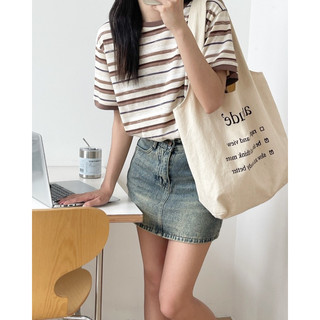 Áo thun kẻ phối màu Comic 802695