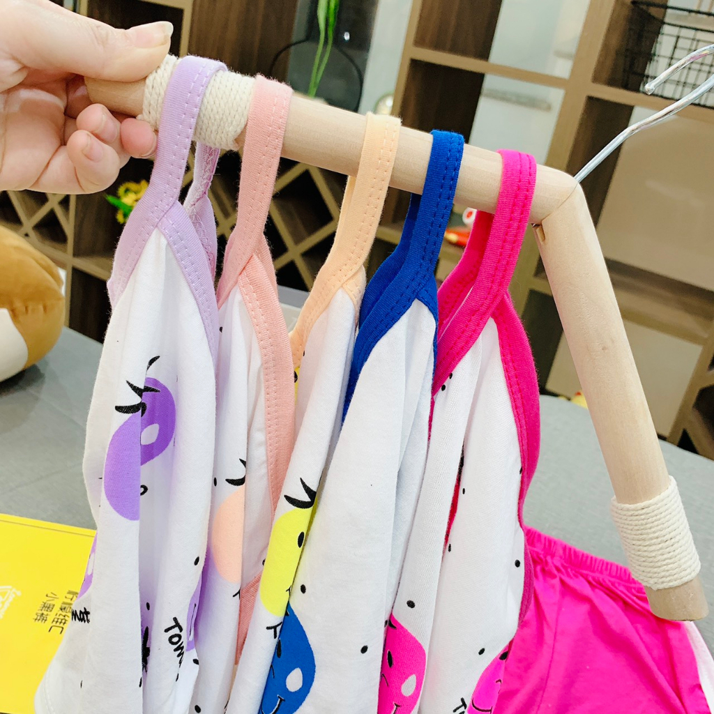 Bộ quần áo 2 dây cho bé, Bộ hai dây in hình đáng yêu cho bé 8kg - 18 kg