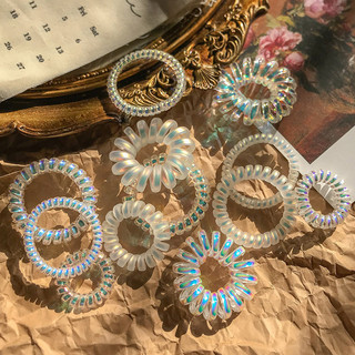 Dây buộc tóc cột tóc lò xo hologram/ đen co giãn tiện lợi