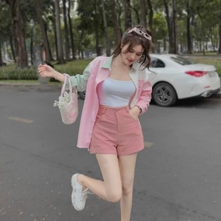 Set áo kaki hồng 3 món
