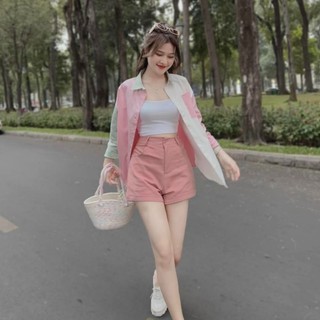 Set áo kaki hồng 3 món
