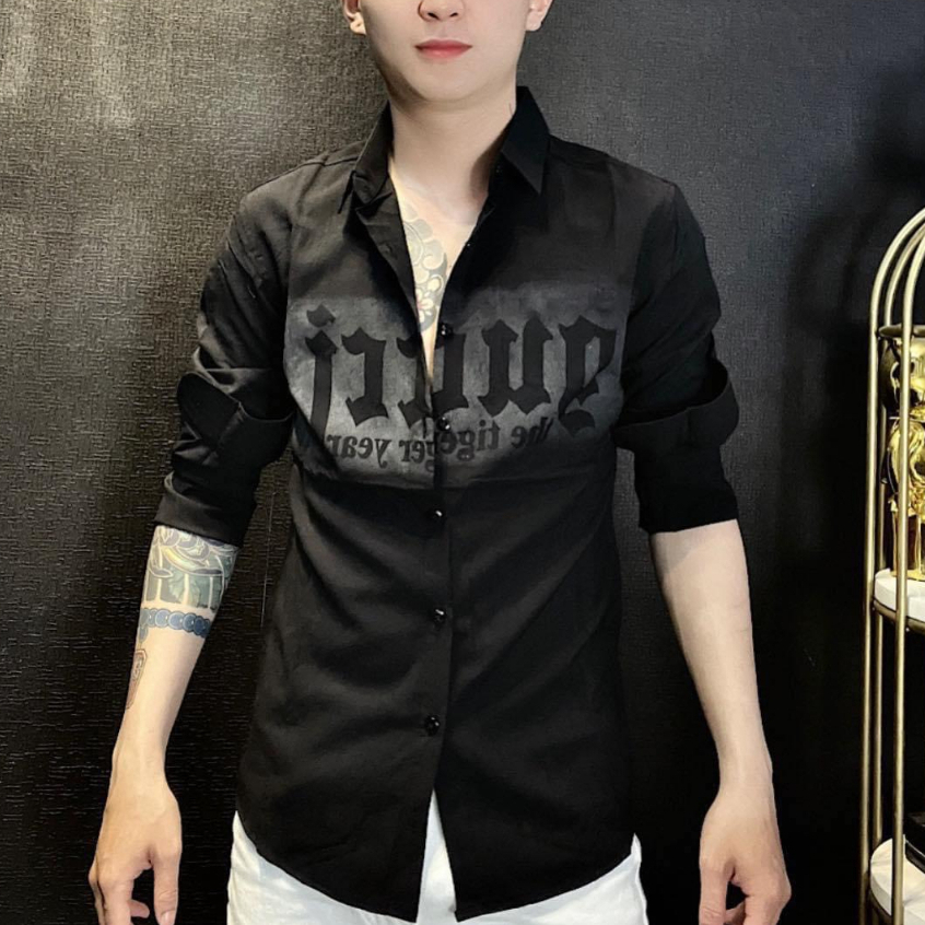 Áo sơ mi nam mẫu mới cao cấp vải đũi G.U.C.I sang trọng trẻ trung chuẩn form phong cách