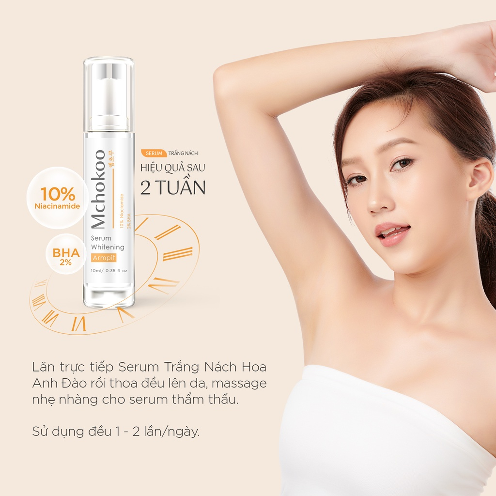 Serum mờ thâm nách, trắng nách 10% Niacinamide 2% BHA Mchokoo 10ml, dưỡng trắng giảm thâm nách, cấp ẩm, ngăn tiết mồ hôi