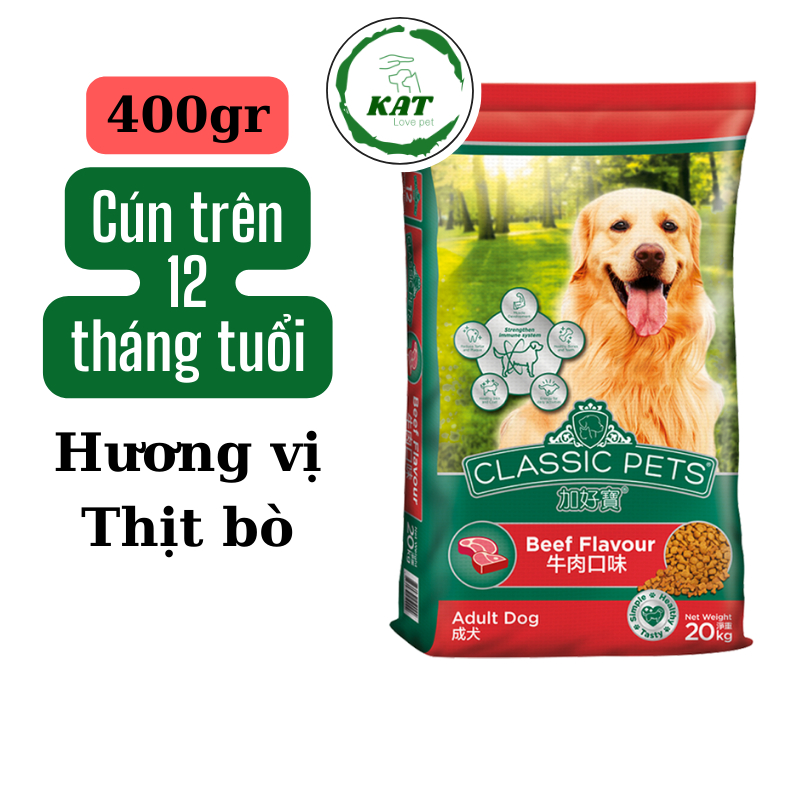 Thức ăn hạt cho chó lớn CLASSIC PETS ADULT hương vị thịt bò - Bao 400gr - KAT Store