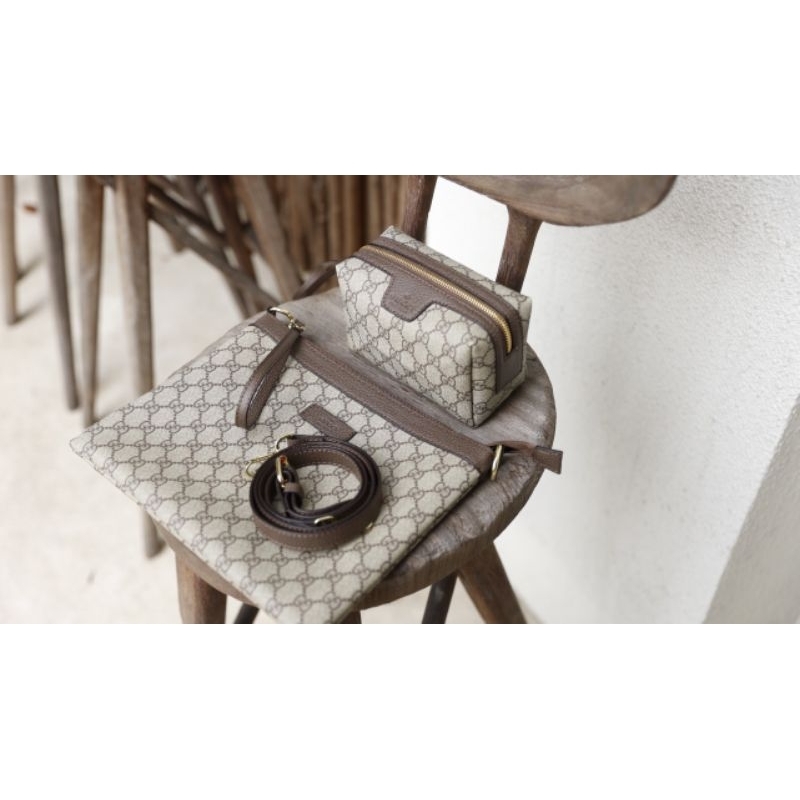Túi xách nữ G.C Neverfull sz33cm- set 3 món kèm quai đeo dài