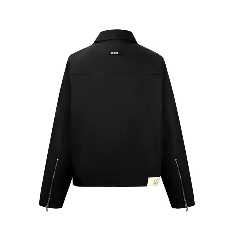 MUZE KAKI CROPPED JACKET // BLACK // Áo Khoác Dây Kéo