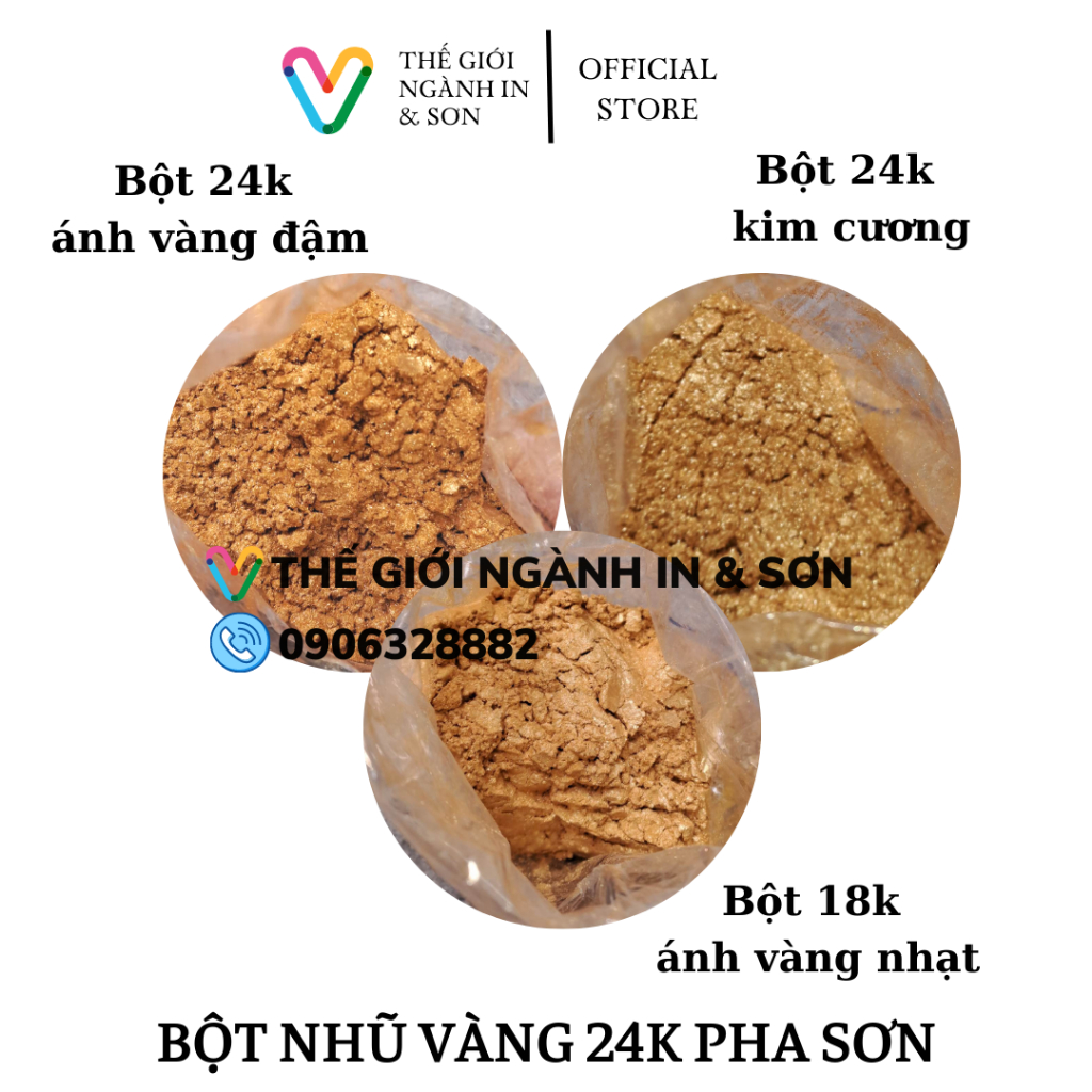 100 gram Bột nhũ vàng 24k pha sơn