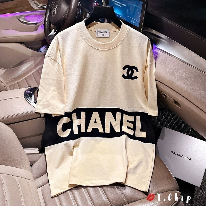 Áo thun tay lỡ C H A N E L Unisex, áo phong tay lỡ form rộng 100% cotton | BigBuy360 - bigbuy360.vn