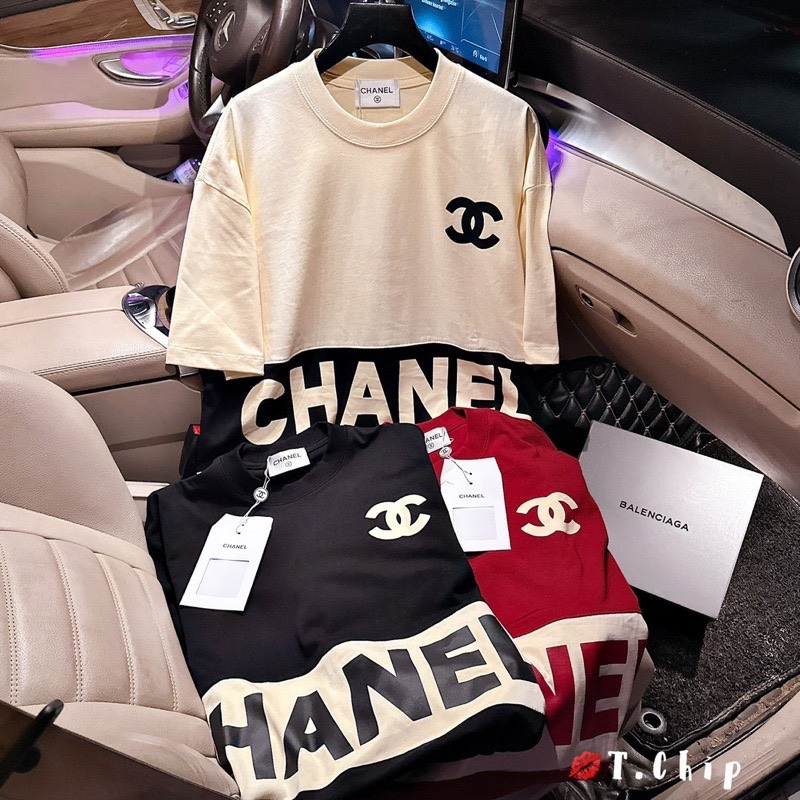 Áo thun tay lỡ C H A N E L Unisex, áo phong tay lỡ form rộng 100% cotton | BigBuy360 - bigbuy360.vn