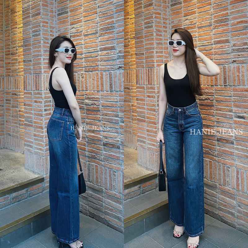 Quần Jeans Nữ GAP Quần Jean Ống Suông, Ống Rộng Lai Thường có Wash Lưng Ngang Rốn Dài 100-102cm VNXK