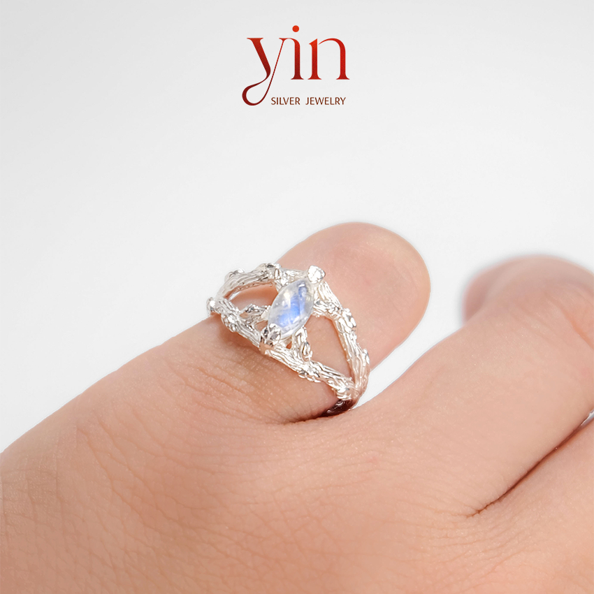 Nhẫn bạc 950 - Marseille đá Moon cá tính | Yin Silver Jewelry